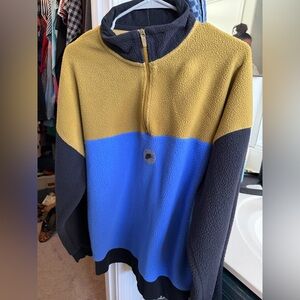 Nike Men's Black, Gold, and Blue Zip-Up Sweater
